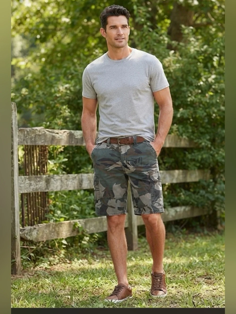 Wrangler Relaxed Fit Camo Cargo Shorts Men’s 32 Stretch Utility Outdoor